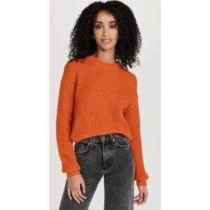 NEW Veronica Beard Melinda Ribbed Crewneck Sweater Mohair Alpaca Orange Sz XS jb